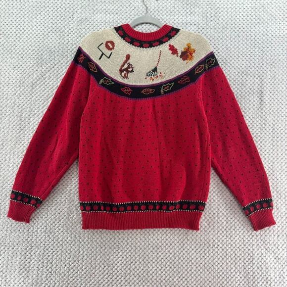 VTG Woolrich Sweater Womens M Red Button Front Autumn Teacher Fall Pumpkin - Picture 5 of 14